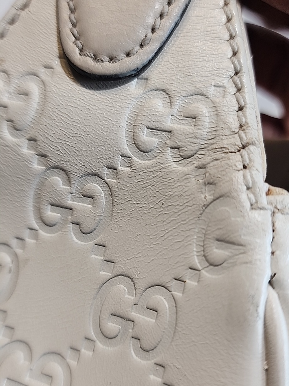 GUCCI Guccissima Vintage White Leather Jackie Bardot Shoulder Bag - Picture 9 of 15